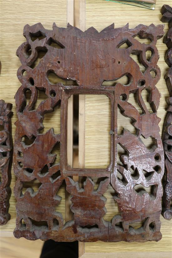 Six Chinese carved wood frames